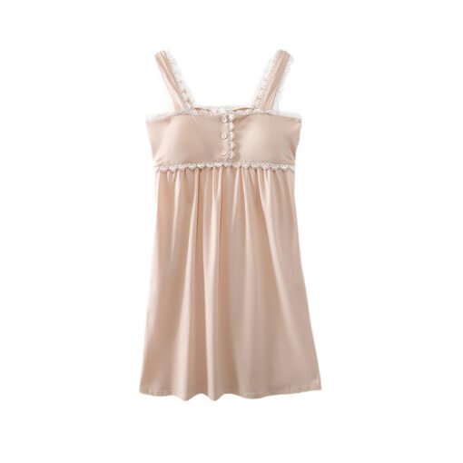 Vapetix 160(M)-175(XXL)  With Chest Pad Cool Cotton Sling Nightgown Pullover Casual Sexy Cotton Bracket Cotton Girl Sleevele