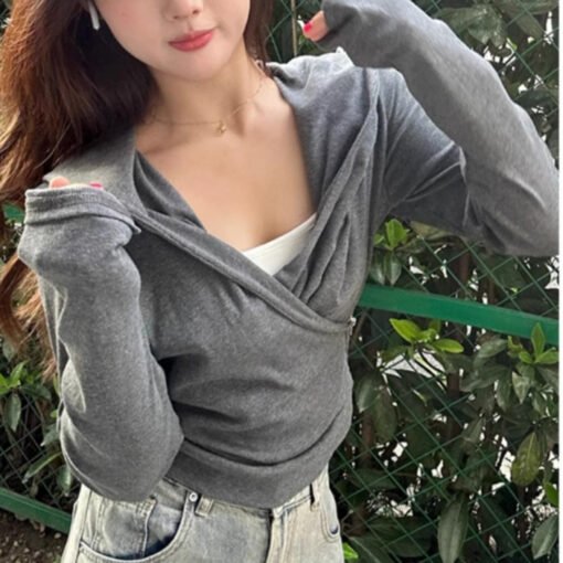 Vapetix S-XL  Hooded Long-sleeved T-shirt Sweater Women's 2024 New Autumn and Winter Inner and Outer Cardigan Irr - 图片 2