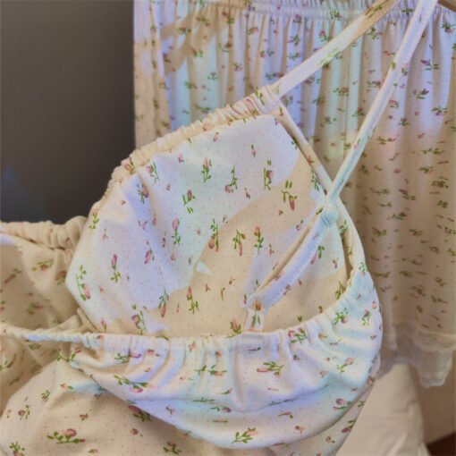 Vapetix M-XXL  Floral Pajamas Women's Summer Modal suit Sling Shorts with Chest Pad Pure Desire Style 2025 New Hom