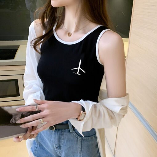 Vapetix M-2XL  Wholesale Camisole Women's Outer Wear Korean-style Slim-fit Black Inner Jacket White All-match Inne