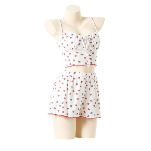 Vapetix M-L  French Floral Sexy Pajamas suit Pure Desire Sling Cute Soft Shorts Sexy Underwear for Summer