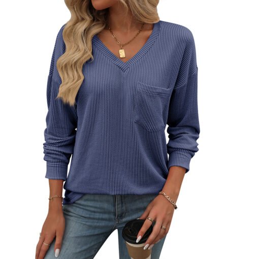 Vapetix S-XXL  Amazon foreign trade Europe and the United States cross-border 2024 autumn and winter new V-neck tw - 图片 2