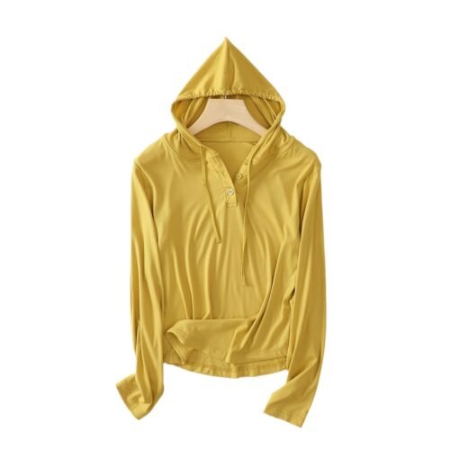 Vapetix M-XXL  Autumn New Modal Thread Long Sleeve Hooded Button T-Shirt Women's Loose Casual Top Inner Base Shirt
