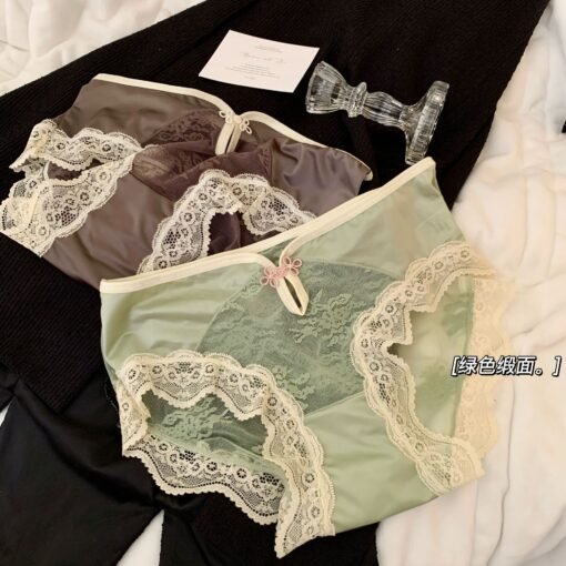 Vapetix L(80-120)-XL(120-150)  Oriental Beauty National Style Buckle Hollow Satin Mesh Girls' Underwear Women's Pure Desired Style