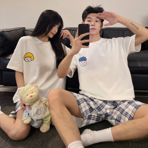 Vapetix Female A-M-Male B-3XL  Pajamas Couple's New Summer Men's and Women's Casual Short-sleeved Shorts Home Clothes suit Cartoon – Bild 3