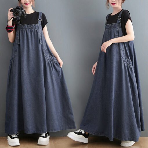 Vapetix Large size M-Large XXL  Japanese and Korean-style plus size Women's Spring and Summer Mid-length Suspender Dress Women's Lo - 图片 5