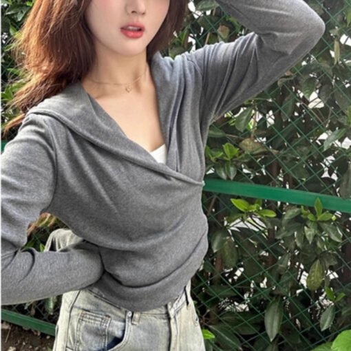 Vapetix S-XL  Hooded Long-sleeved T-shirt Sweater Women's 2024 New Autumn and Winter Inner and Outer Cardigan Irr - 图片 3