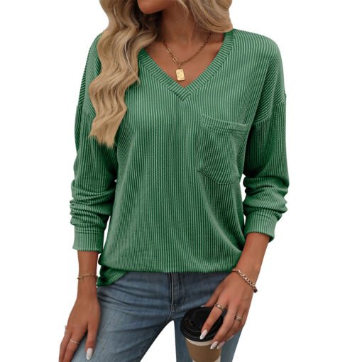 Vapetix S-XXL  Amazon foreign trade Europe and the United States cross-border 2024 autumn and winter new V-neck tw - 图片 3