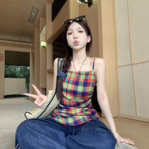 Vapetix S-XL  American Style Retro Irregular Chic Design Sling Outer Wear Vest Women's Summer Hot Girl Pleated Ye