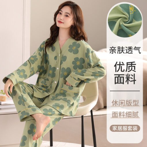 Vapetix Female M-Female XXL  Spring and Autumn New High-value Pajamas Women's Kimono Cardigan Long-sleeved Thin Cotton Pajamas s