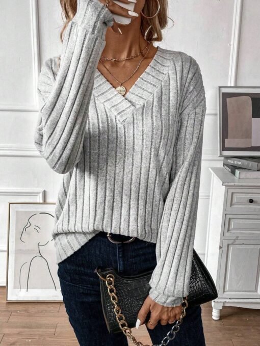 Vapetix S-XXL  2024 Cross-border Year Europe and America Amazon Autumn and Winter New Long Sleeve V-Neck Knitted T