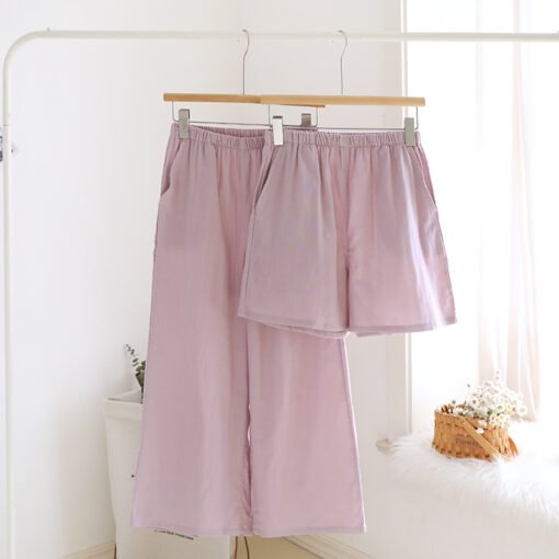 Vapetix M-XL  Solid Color Pajama Pants Women's Pure Cotton Double-Layer Cotton Yarn Spring and Summer Single-Piec - Imagen 2