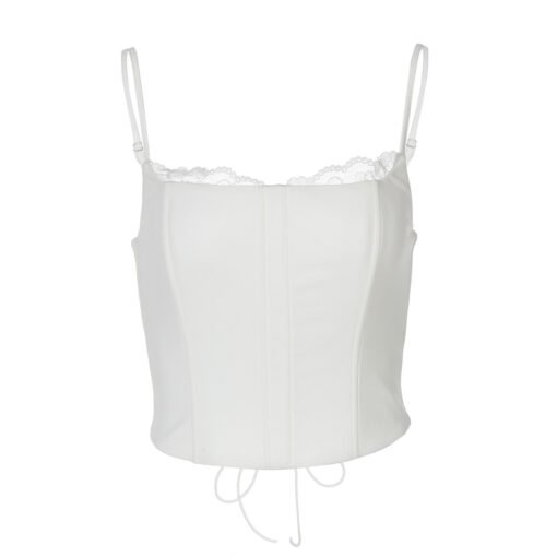 Vapetix S-L  Amazon women's 2025 summer new hot girl lace stitching fishbone waist strap small vest foreign trad - 图片 2