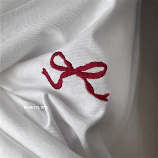Vapetix M-2XL  Spring and Summer South Korea New Simple Embroidered Small Bow Solid Color All-match Shoulder Short – Bild 4