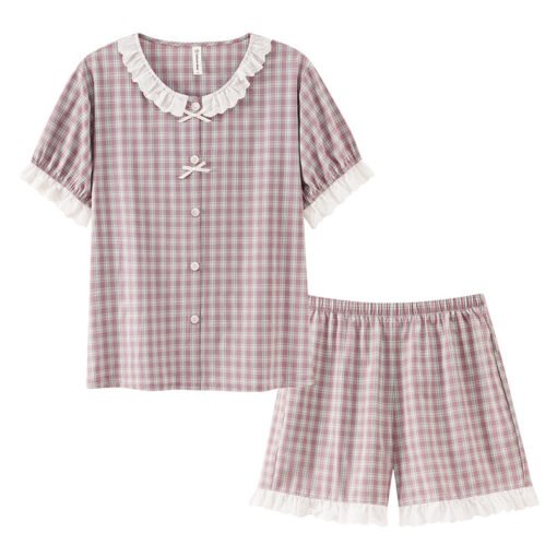 Vapetix M recommends 85-105 pounds-2XL recommends 140-160 pounds  Woven Cotton Gauze Pajamas Women's Summer Pure Cotton Short-sleeved Shorts Thin Summer Women's Outw - 图片 3