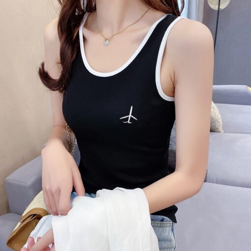 Vapetix M-2XL  Pure U-neck Camisole Women's Spring New Fashionable Slim-fit Slimming Wide Shoulder Strap Sleeveles - Pilt 2
