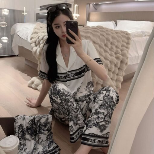 Vapetix M-XXXL  [Lin Zhijing Three-piece Set] Gao Ding Ice and Snow Silk Summer Thin Ink Painting Cool Three-piece - 图片 2
