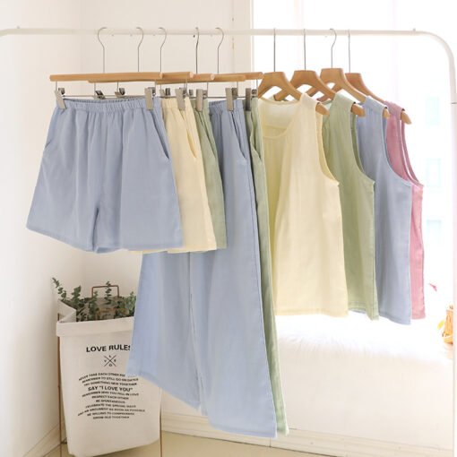 Vapetix M-XL  Solid Color Pajama Pants Women's Pure Cotton Double-Layer Cotton Yarn Spring and Summer Single-Piec - Imagen 3