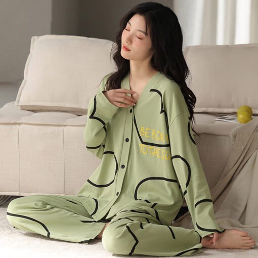 Vapetix Female M-Female XXL  Spring and Autumn New High-value Pajamas Women's Kimono Cardigan Long-sleeved Thin Cotton Pajamas s - Obrázek 2