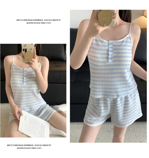 Vapetix M-XXL  Pure Desire New Style Instagram Style Korean Style Sweet Striped Pajamas Women's Summer Thin Sling – Bild 3
