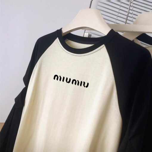 Vapetix M-2XL  Spring and Autumn Contrast Raglan Sleeve Design Hollow Hole Long Sleeve T-shirt Women's Inner Base – Bild 2