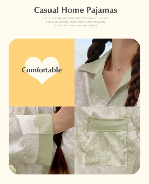 Vapetix M-XXL  2025 Spring and Autumn New Pajamas Women's Ice Silk Long-sleeved Sweet High-end Jacquard Outfit Two - Afbeelding 2