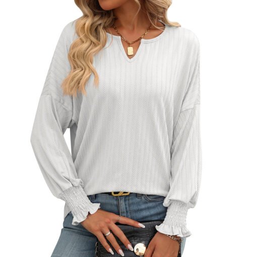 Vapetix S-XXL  European and American Cross-border Amazon Women's 2024 Summer New Loose V-neck Top Bat Sleeve T-shi