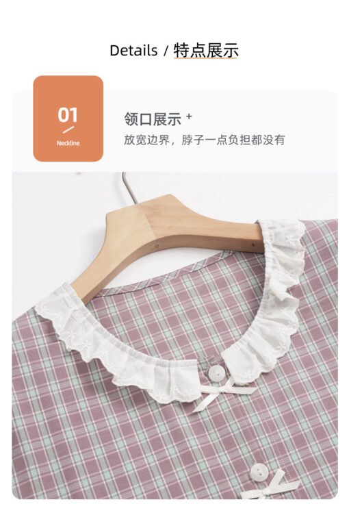 Vapetix M recommends 85-105 pounds-2XL recommends 140-160 pounds  Woven Cotton Gauze Pajamas Women's Summer Pure Cotton Short-sleeved Shorts Thin Summer Women's Outw - 图片 4