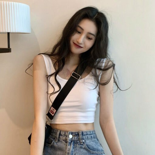 Vapetix Small average size [70-99 pounds]-Large average size [100-135 pounds]  A generation of hot girls short I-shaped camisole women's inner and outer wear umbilical sleeveless – Image 2