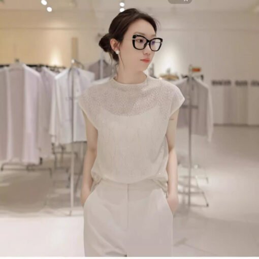 Vapetix M-L  Gouhua Hollow-out Design Sense All-match Round Neck Pullover Sweater Slimming Loose Sleeveless Vest - Afbeelding 2