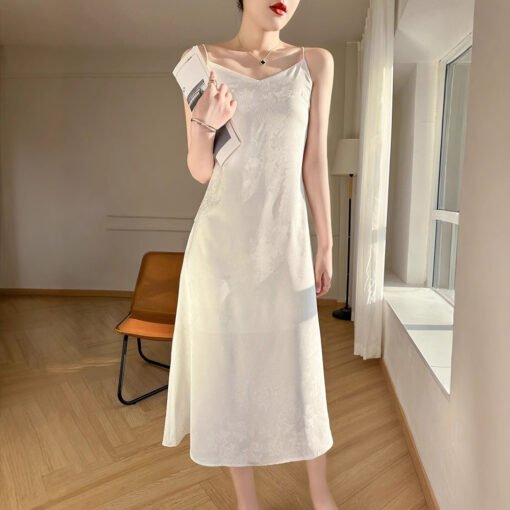 Vapetix S-XXL  24 Spring and Summer New French Style High-end V-neck Printed Elegant Long Dress Loose Slimming Com – Bild 2