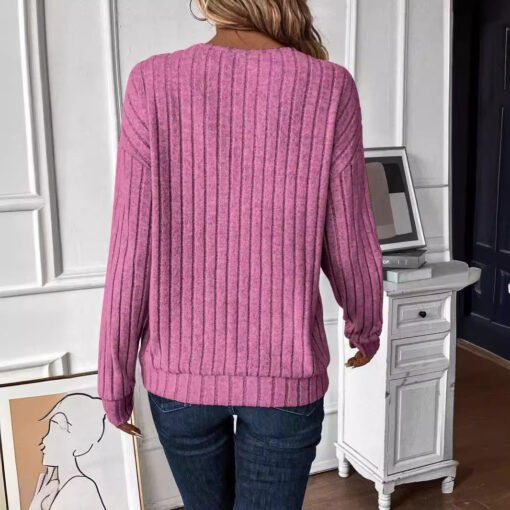 Vapetix S-XXL  2024 Cross-border Year Europe and America Amazon Autumn and Winter New Long Sleeve V-Neck Knitted T - 图片 2