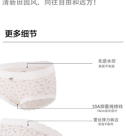 Vapetix One size fits all recommendation: 85-130 pounds-One size fits all recommendation: 85-130 pounds  Lace underwear women's 2025 new girls cotton 10A antibacterial cotton extended crotch women's brief – Image 2