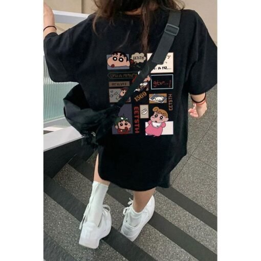 Vapetix M-3XL  Black Cartoon Print Short-sleeved T-shirt Women's Casual Age-reducing Spring and Summer Loose overs – Bild 5