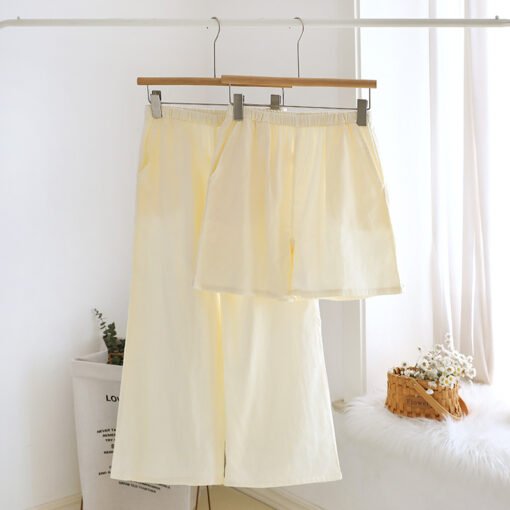 Vapetix M-XL  Solid Color Pajama Pants Women's Pure Cotton Double-Layer Cotton Yarn Spring and Summer Single-Piec - Imagen 4