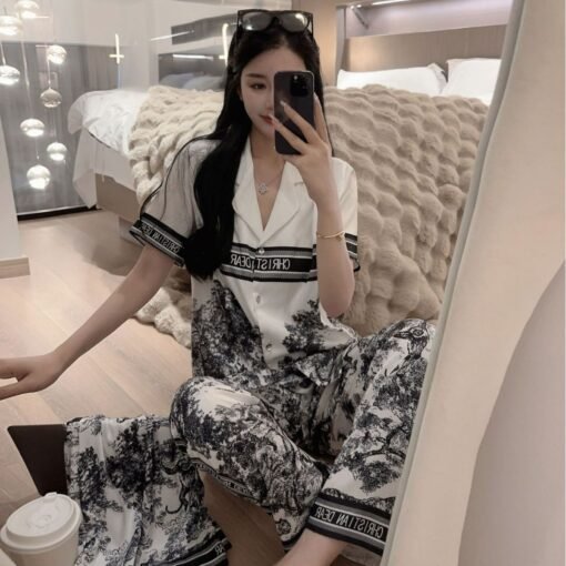 Vapetix M-XXXL  [Lin Zhijing Three-piece Set] Gao Ding Ice and Snow Silk Summer Thin Ink Painting Cool Three-piece - 图片 3
