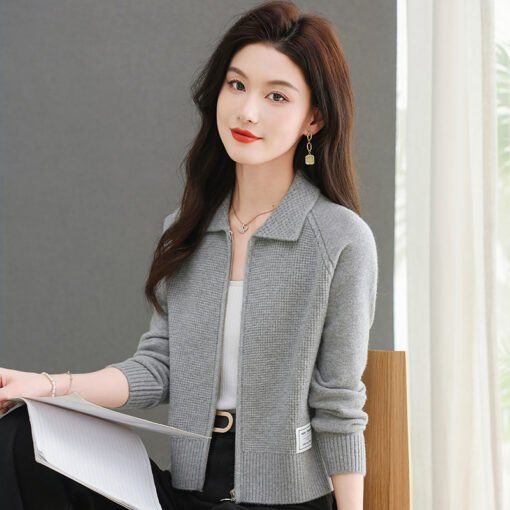 Vapetix S-XXXL  Short Wool Sweater Coat Women's Spring and Autumn Knitted Cardigan for Small Super Good-looking Lap - Kép 4