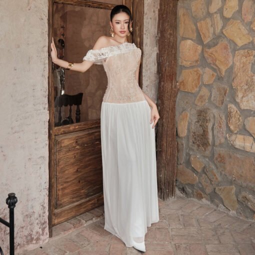 Vapetix S-L  Q25DS159 Europe and the United States cross-border women's summer Amazon new oblique shoulder lace - Obrázek 5
