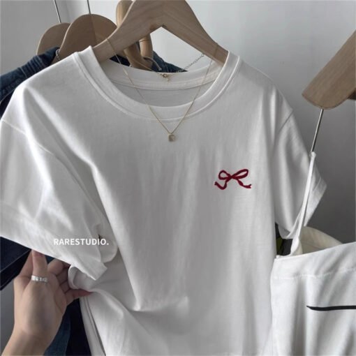 Vapetix M-2XL  Spring and Summer South Korea New Simple Embroidered Small Bow Solid Color All-match Shoulder Short – Bild 4