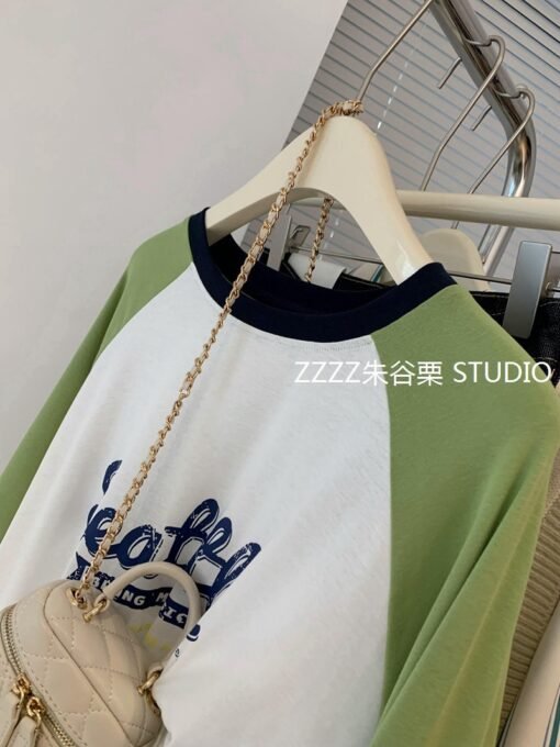 Vapetix M-2XL  Distinctive Youth Age-reducing Raglan Sleeve Long-sleeved T-shirt Women's Korean-style Instagram Po - Kuva 4