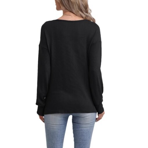 Vapetix S-XXL  2024 autumn and winter new Amazon foreign trade cross-border solid color deep V-neck fashion simple - 图片 4