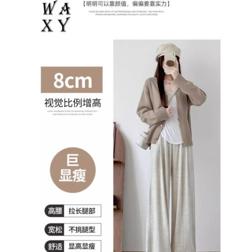 Vapetix S-Recommended 80-95 pounds-XXXS - Children's models within 5kg - Please take a photo  khaki Wide-leg Pants Women's Spring and Summer New High Waist Dipped Slimming Straight Lazy Relaxed