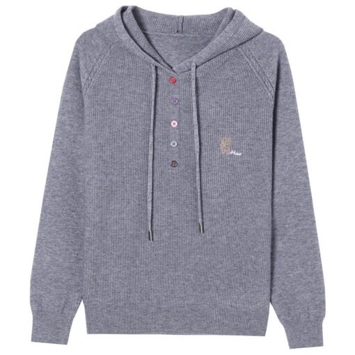 Vapetix M-XXXL  2025 New Wool Sweater Women's Spring and Autumn Hooded Sweater Loose Pullover Sweater Outer Wear Kn - Obrázek 5