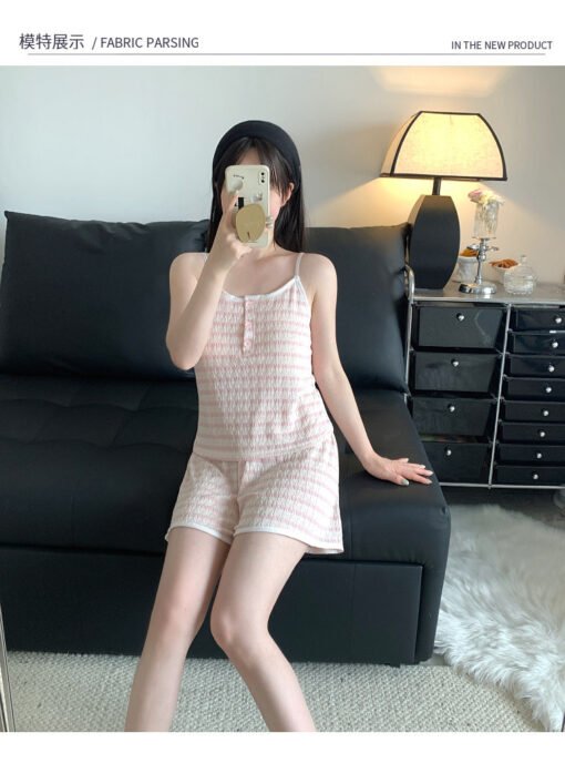 Vapetix M-XXL  Pure Desire New Style Instagram Style Korean Style Sweet Striped Pajamas Women's Summer Thin Sling – Bild 4