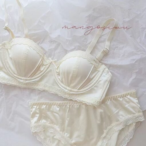 Vapetix S code [32/70ABC]-XL size [38/85ABC]  Small Exquisite Light Luxury Sexy Satin Inner Clothes Girl Soft Steel Ring Half Cup Small Chest Pus
