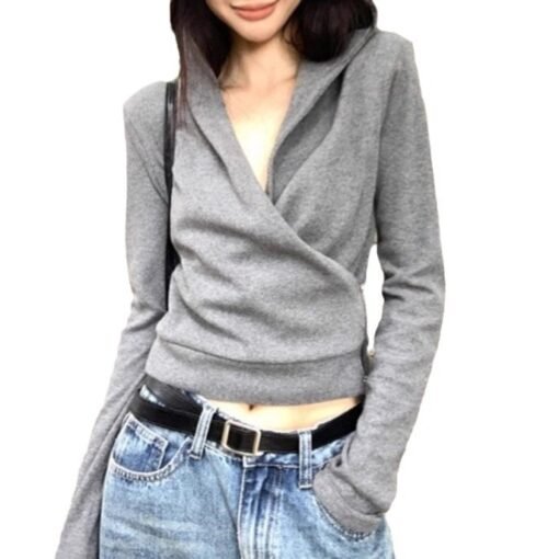 Vapetix S-XL  New Arrival Small Gray Hooded Sweater Cardigan Coat Women's Autumn and Winter Women's High-end Shor - 图片 4