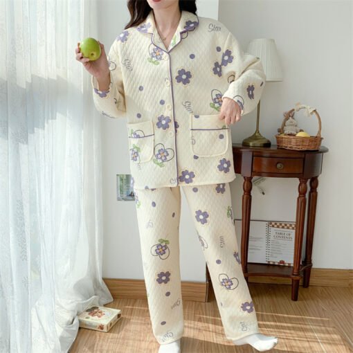 Vapetix M-XXL  New Pajamas Women's Autumn and Winter Sandwich Warm Air Cotton Cartoon Girl's Thickened Home Clothe – Bild 3