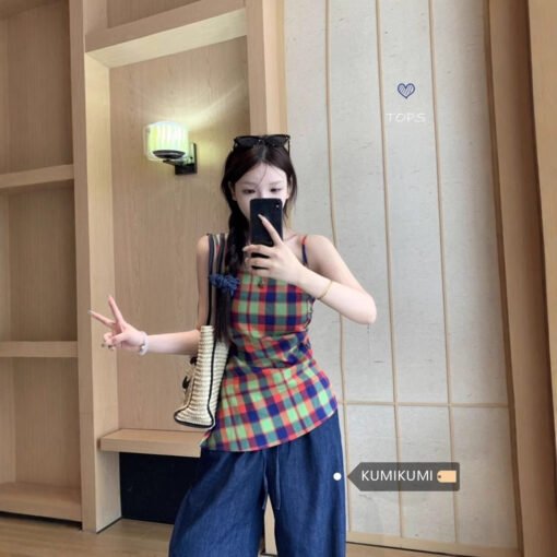 Vapetix S-XL  American Style Retro Irregular Chic Design Sling Outer Wear Vest Women's Summer Hot Girl Pleated Ye - 图片 4