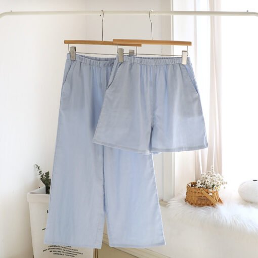 Vapetix M-XL  Solid Color Pajama Pants Women's Pure Cotton Double-Layer Cotton Yarn Spring and Summer Single-Piec - Imagen 5