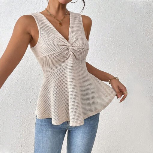 Vapetix S-XL  2025 Summer New AliExpress Foreign Trade Women's Clothing Yujie Commuter T-shirt V-neck Sleeveless - Image 4
